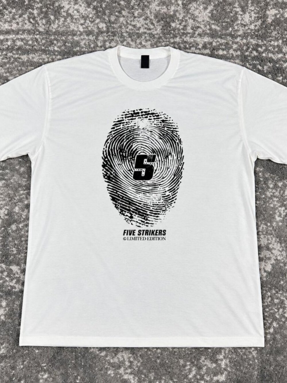 Five Strikers Limited Edition Fingerprint Graphic White T-Shirt